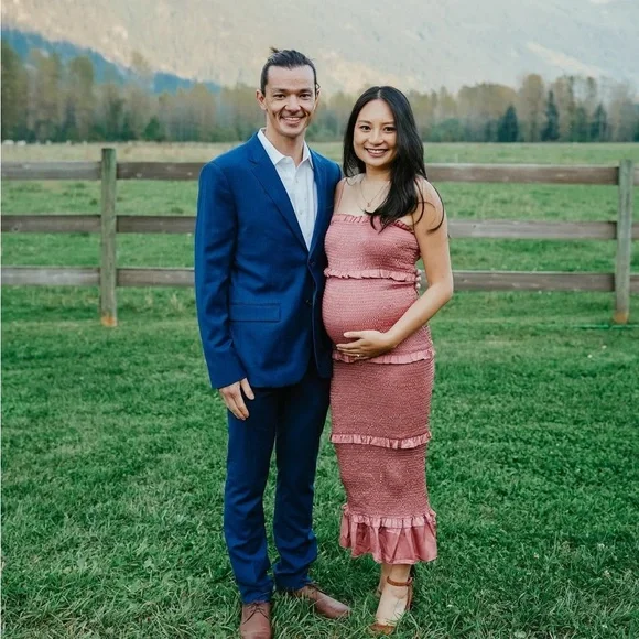 PinkBlush satin smocked bodycon midi dress nwot - Picture 7 of 15